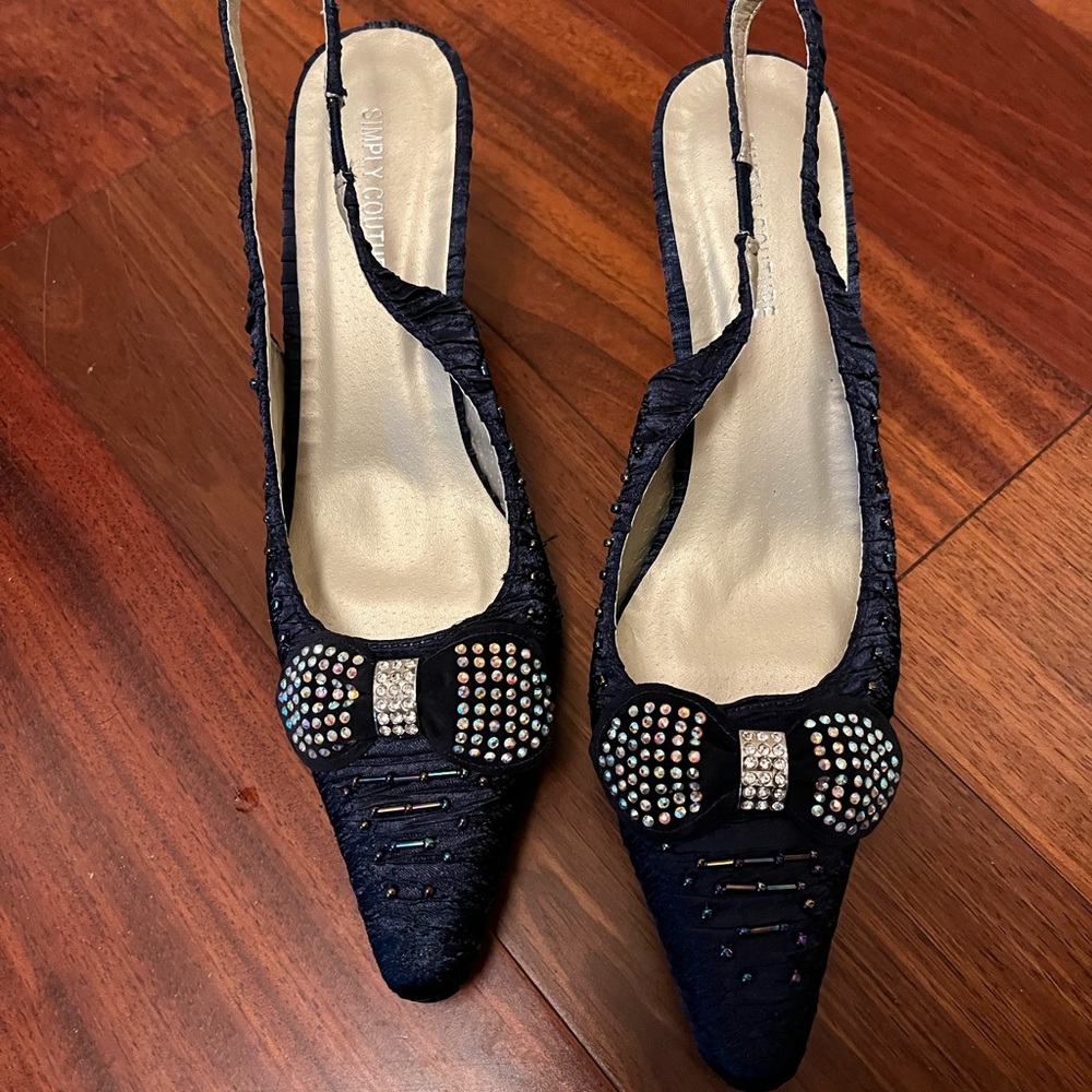 Beaded Navy Dressy Shoe
